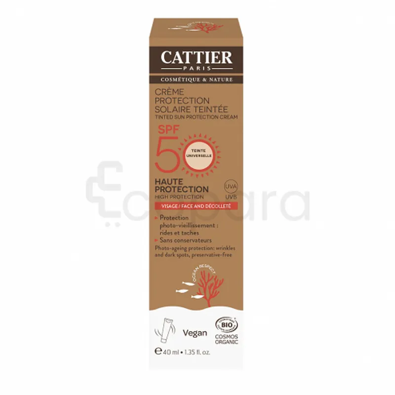CATTIER CREME PROTECTION SOLAIRE TEINTEE SPF50 HAUTE PROTECTION 40ML