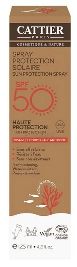 CATTIER SPRAY PROTECTION SOLAIRE SPF50 VISAGE ET CORPS 125ML