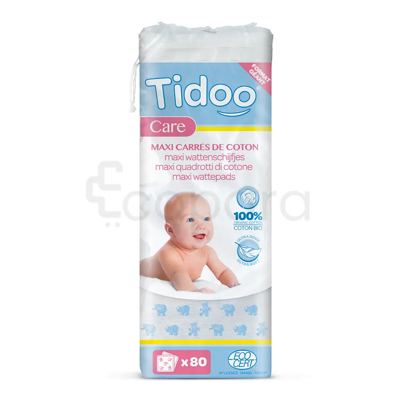 TIDOO CARE MAXI CARRES DE COTON POUR BEBE BOITE DE 80