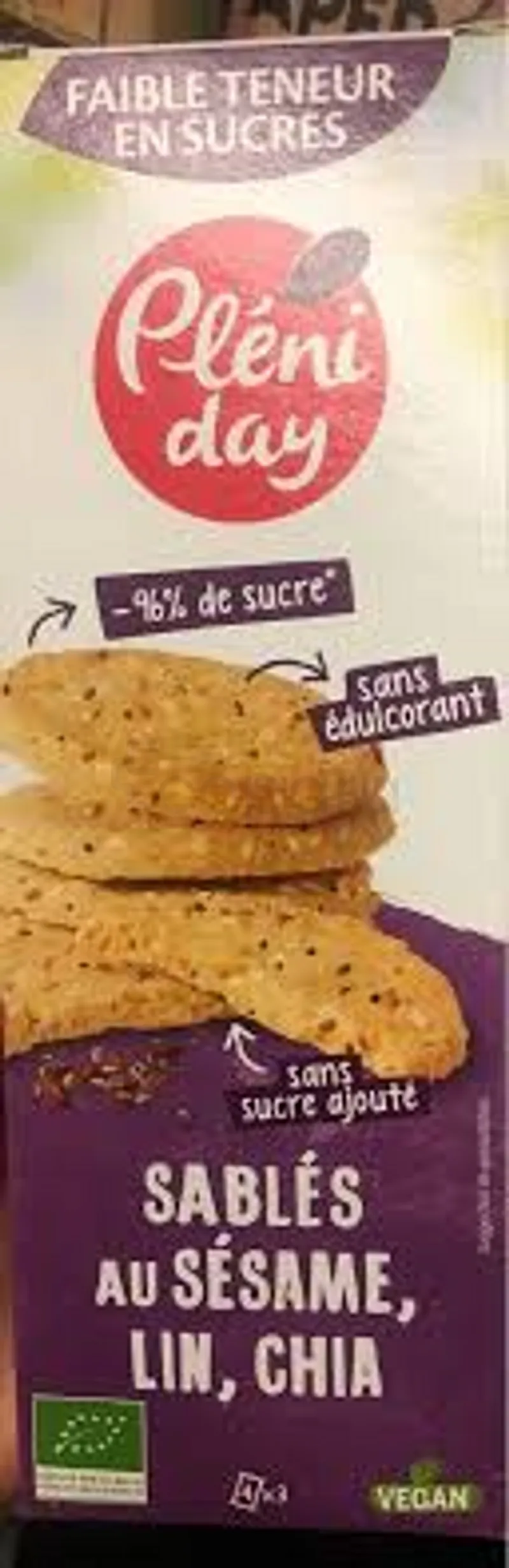 PLENIDAY SABLES SANS SUCRE AUX GRAINES 105G