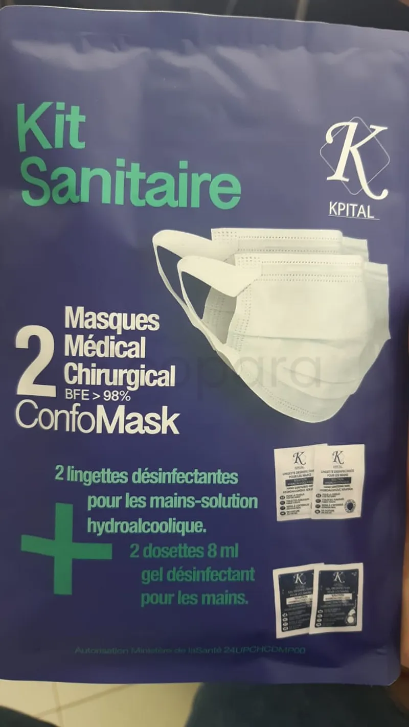 CONFOMASK MASQUE MEDICAL CHIRURGICAL BOITE DE 2 + 2 LINGETTES DESINFECTANTES