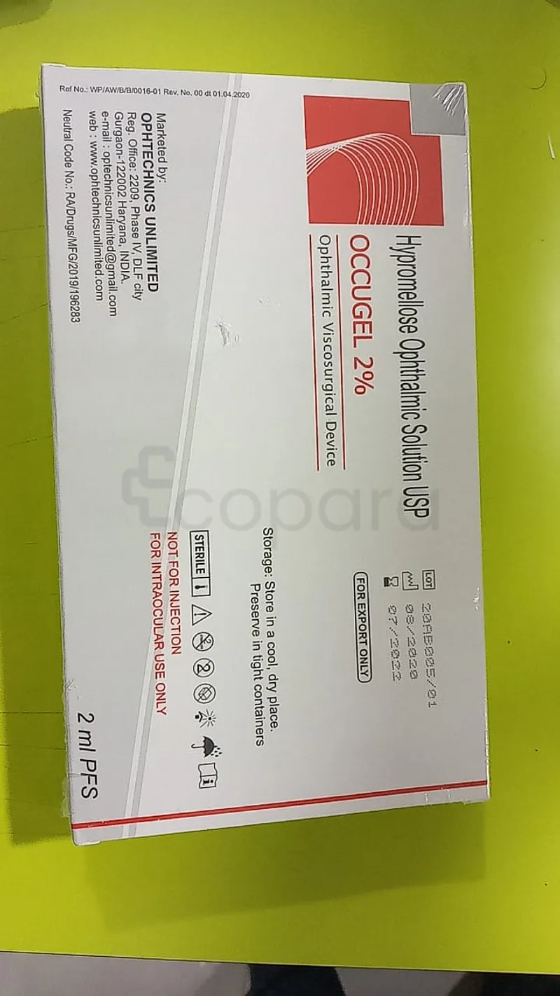 HYPROMELLOSE OPHTHALMIC SOLUTION USP OCCUGEL 2% 2ML LOT 20AB005/01