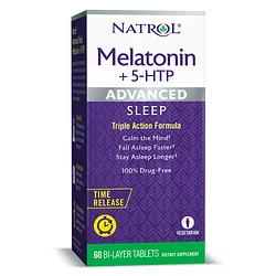 NATROL MELATONIN +5-HTP ADVANCED SLEEP BOITE DE 60 COMPRIMES