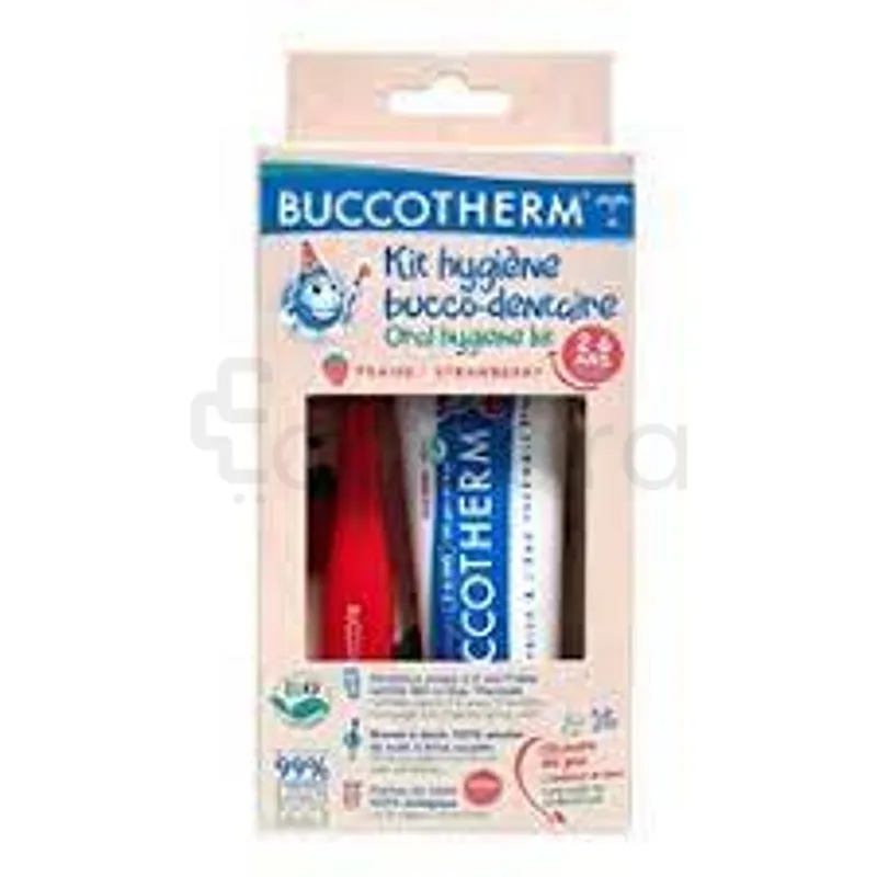 BUCCOTHERM PACK KIT HYGIENE BROSSE A DENTS + DENTIFRICE BIO GOUT FRAISE 500 PPM DE FLUOR 2-6ANS