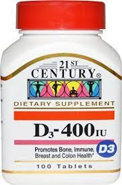 21ST CENTURY D3 400IU 10MCG BOITE DE 100 COMPRIMES