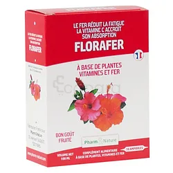 PHARMA NATURE FLORA FER A BASE DE PLANTES VITAMINES ET FER BOITE DE 10 AMPOULES