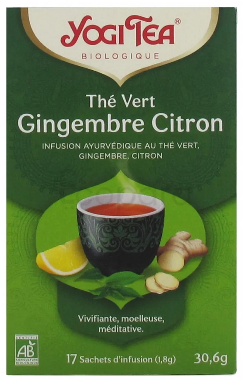 YOGI TEA THE VERT GINGEMBRE CITRON BOITE DE 17 SACHETS