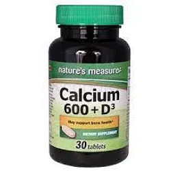 NATURE'S MEASURE CALCIUM 600 + D3 BOITE DE 30 COMPRIMES