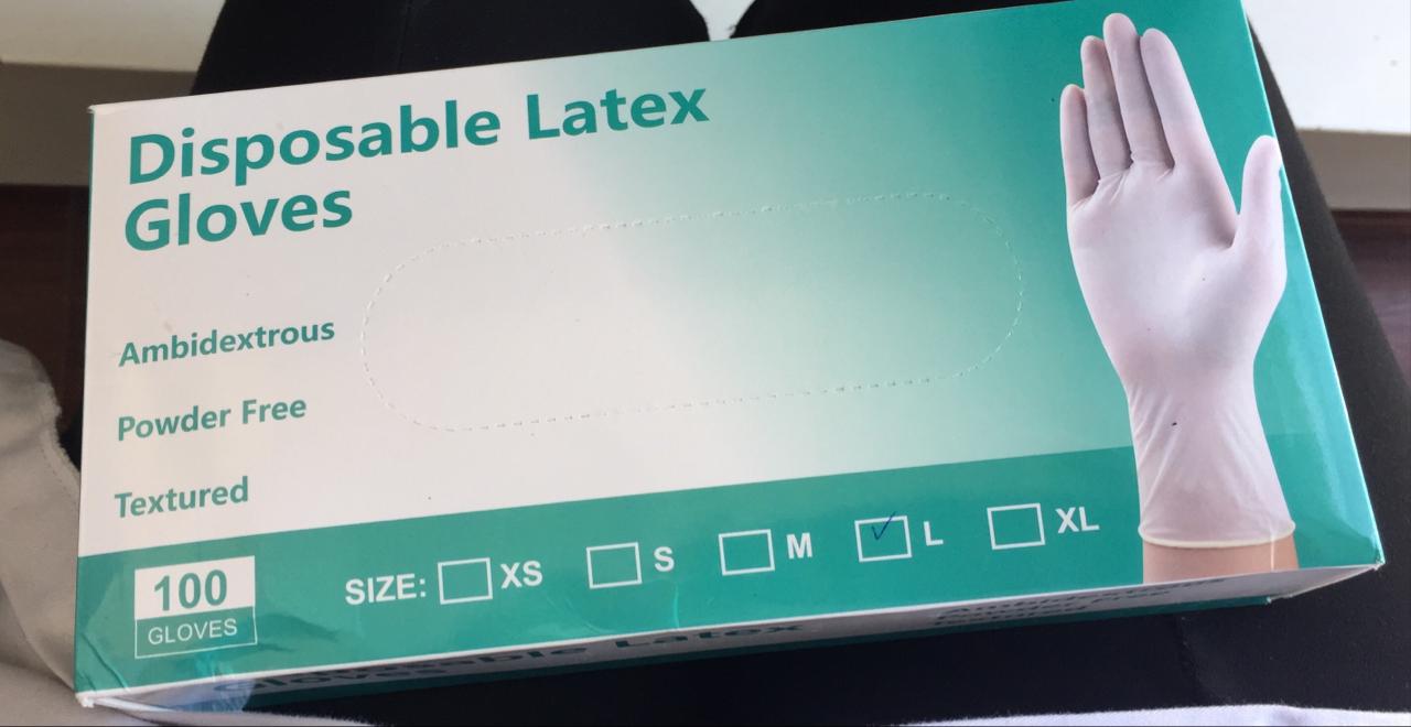 DISPOSABLE LATEX GLOVES BOITE DE 100