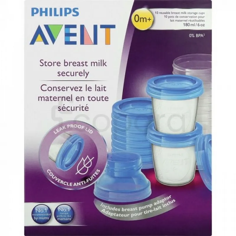AVENT SET POTS DE CONSERVATION POUR LAIT MATERNEL 180ML/6OZ REFERENCE SCF618/10