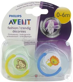 AVENT SUCETTES DECOREES 0-6MOIS REFERENCE SCF196/18 /UNITE