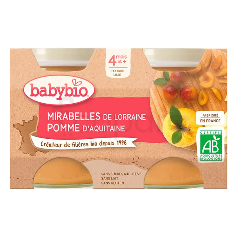 BABYBIO PETIT POT MIRABELLE POMME 2*130G