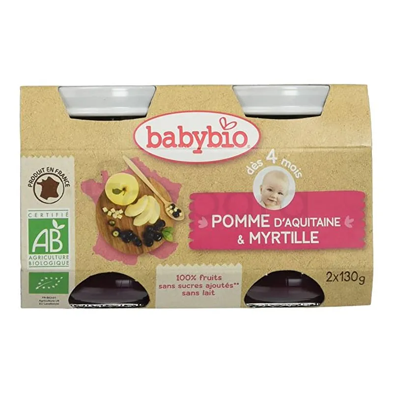 BABYBIO POT POMME MYRTILLE 2*130G