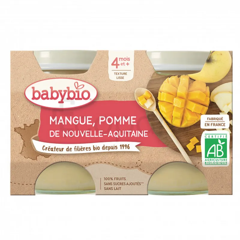BABYBIO COMPOTE MANGUE POMME 2*130G