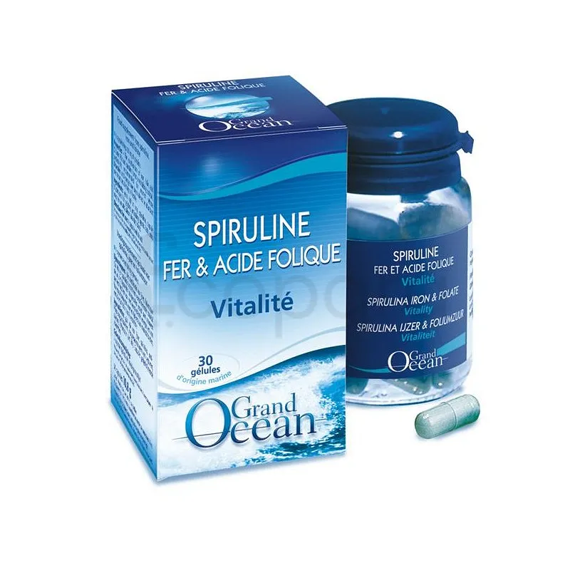 YVES PONROY SPIRULINE FER & ACIDE FOLIQUE VITALITE BOITE DE 30 GELULES