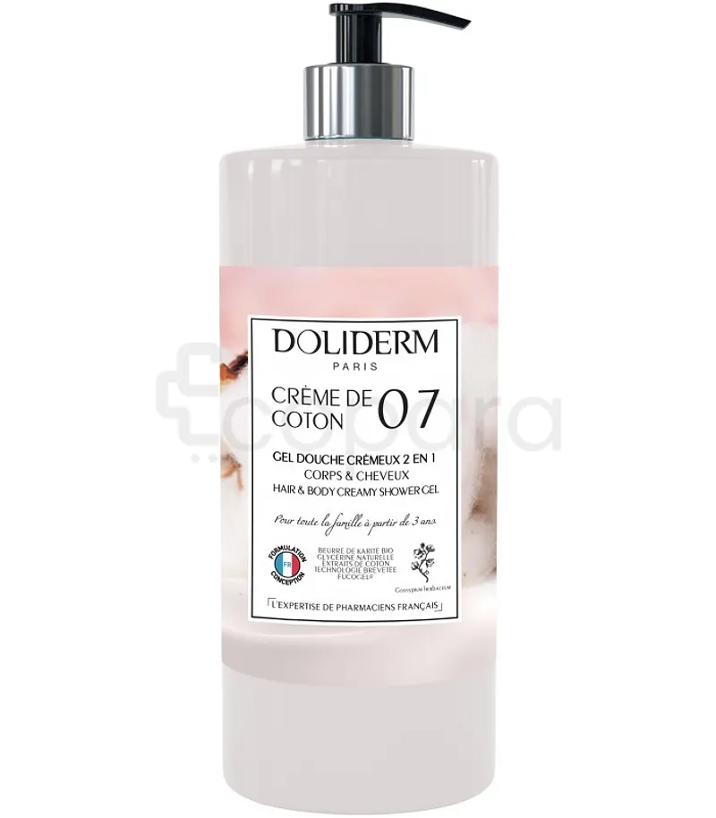DOLIDERM 07 GEL DOUCHE CREME DE COTON 2 EN 1 CORPS & CHEVEUX 1L