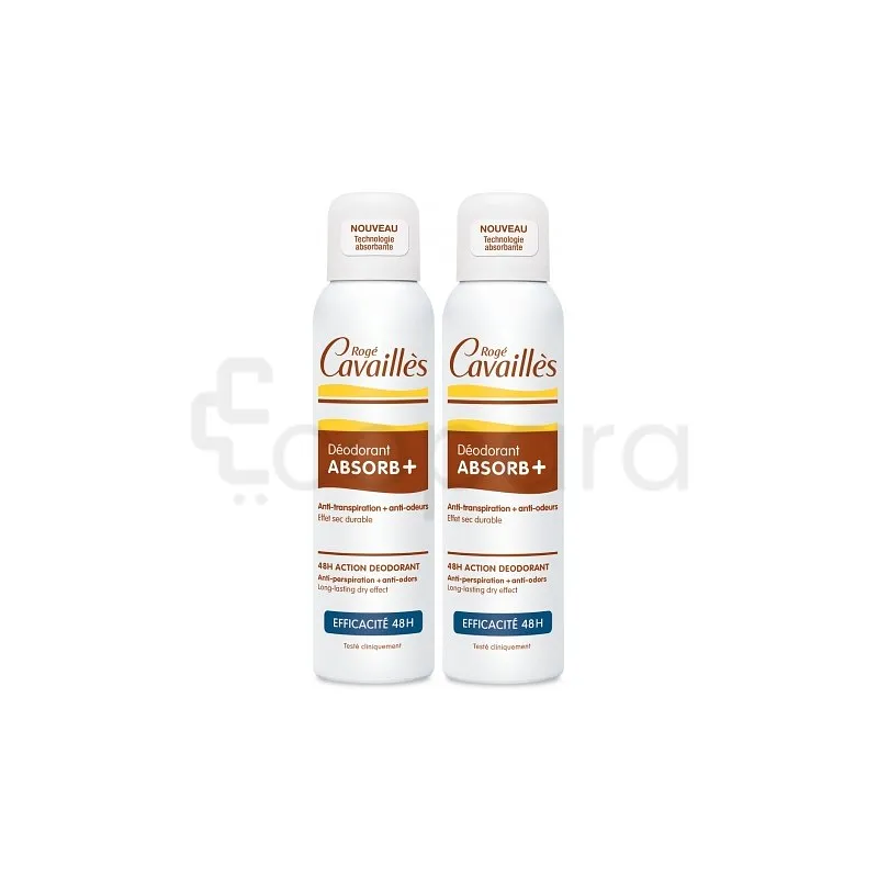 ROGE CAVAILLES DUO DEODORANT ABSORB+ SANS SEL D'ALUMINIUM SPRAY 2*50ML BOITE DE 2