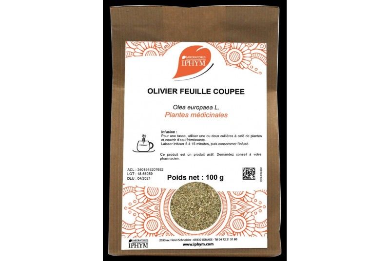 HERBORISTERIE PRINCIPALE OLIVIER FEUILLE COUPEE OLEA EUROPEA SACHET KRAFT 100G