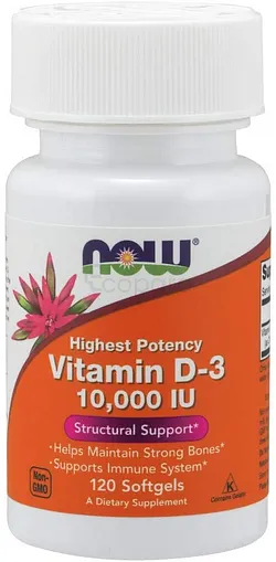 NOW VITAMINE D3 10 000UI BOITE DE 120 CAPSULES