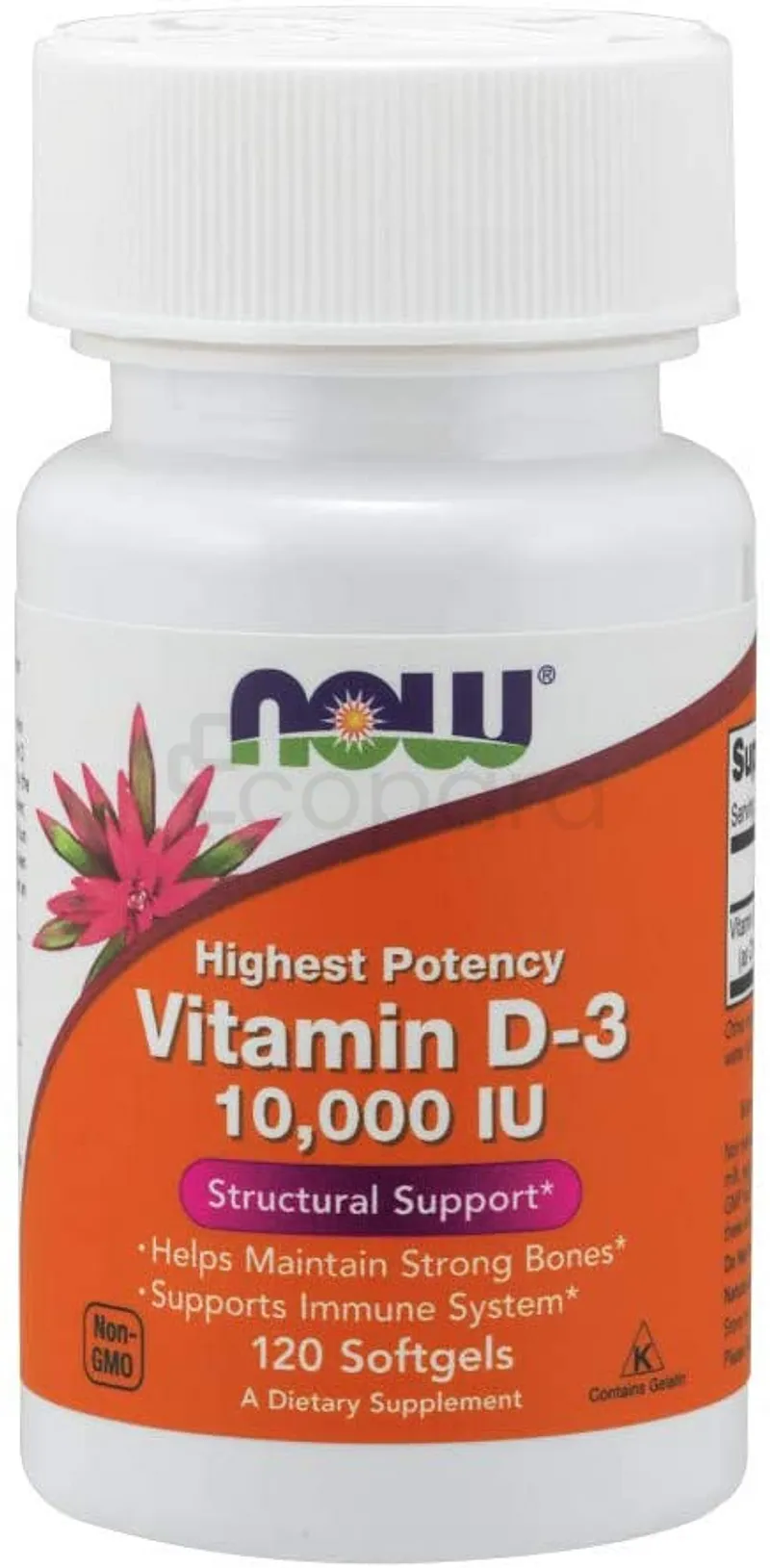 NOW VITAMINE D3 10 000UI BOITE DE 120 CAPSULES
