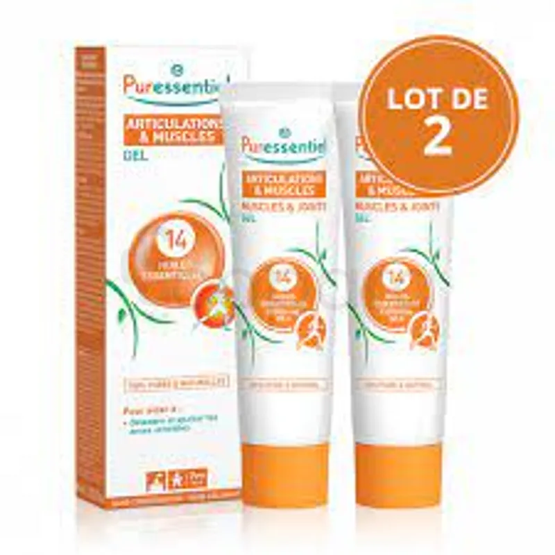 PURESSENTIEL PACK DUO GEL ARTICULATIONS ET MUSCLES 14 HUILES ESSENTIELLES 60ML*2 BOITE DE 2