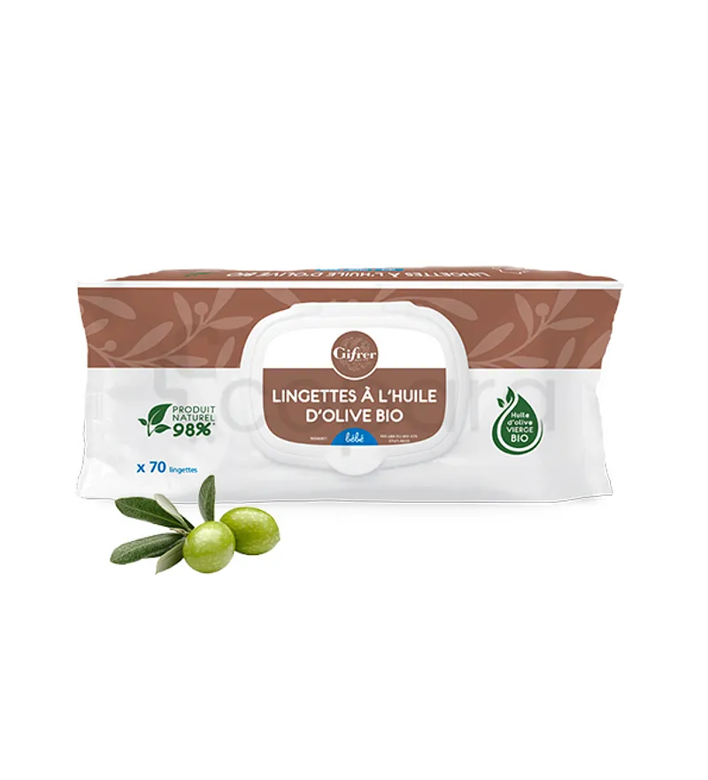 GIFRER LINGETTES BEBE AU LINIMENT HUILE D'OLIVE EXTRA BOITE DE 70