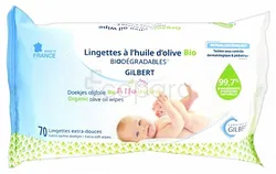 GILBERT LINGETTES A L'HUILE D'OLIVE BIODEGRADABLES BOITE DE 70