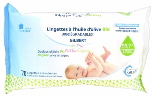 GILBERT LINGETTES A L'HUILE D'OLIVE BIODEGRADABLES BOITE DE 70