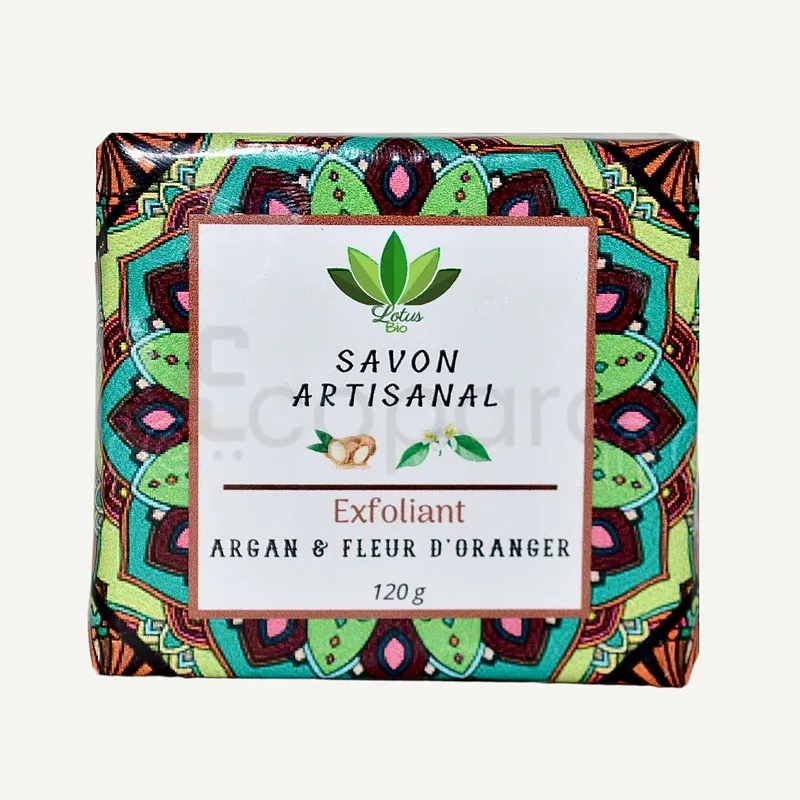LOTUS BIO SAVON ARTISANAL EXFOLIANT À L'ARGAN ET FLEUR D'ORANGER 120G