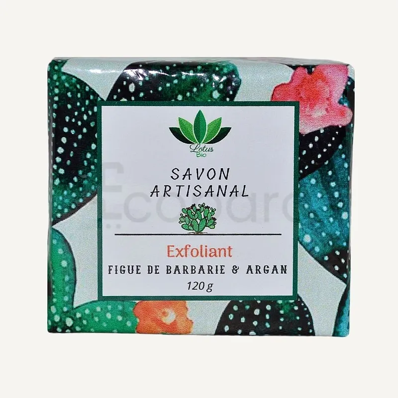 LOTUS BIO SAVON ARTISANAL EXFOLIANT AU FIGUE DE BARBARIE ET ARGAN 120G