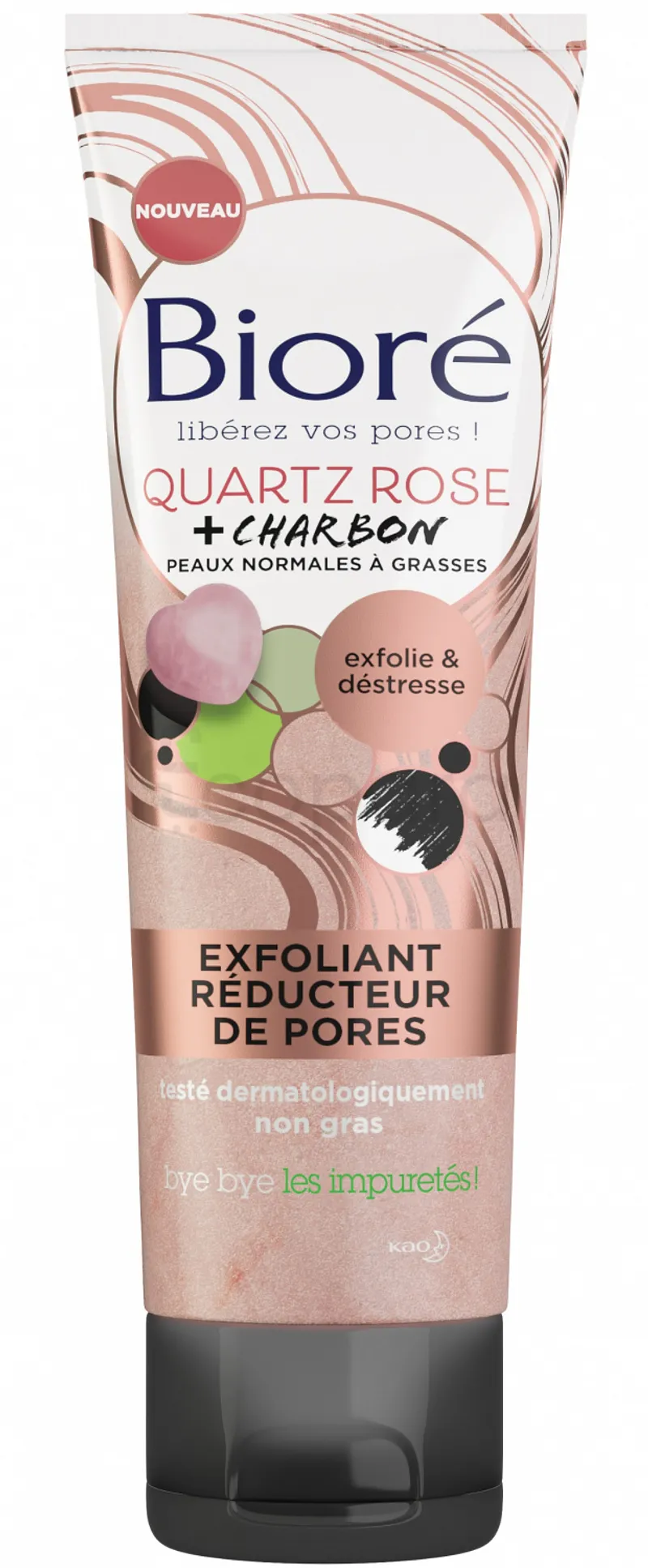 BIORE EXFOLIANT DOUX LISSANT POUR LES PORES QUARTZ ROSE + CHARBON 113G