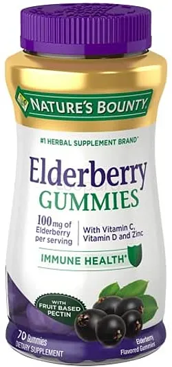 NATURE'S BOUNTY ELDERBERRY GUMMIES 100MG BOITE DE 70
