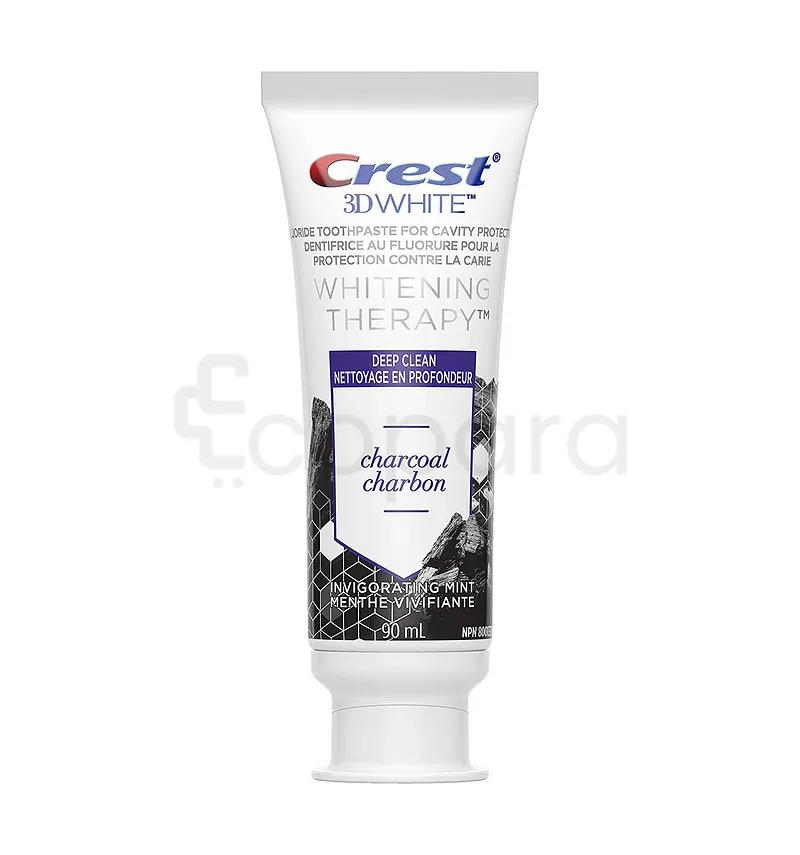 CREST CHARCOAL TOOTHPASTE 3D WHITE WHITENING THERAPY WHIT FLUORIDE INVIGORATING MINT 90ML