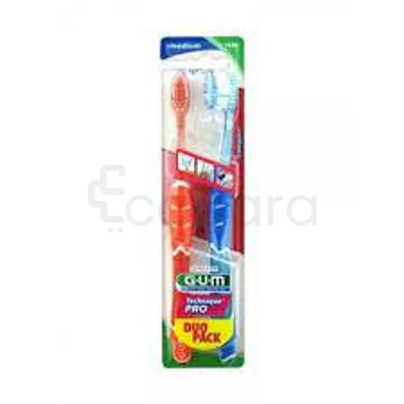 GUM TECHNIQUE PRO COMPACT BROSSE A DENTS MEDIUM DUO PACK REFERENCE 1528
