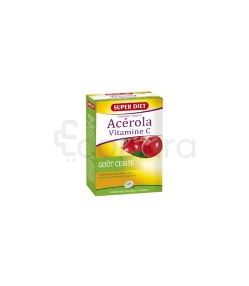 SUPER DIET ACEROLA VITAMINE C GOUT CERISE BOITE DE 15 COMPRIMES