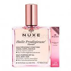 NUXE PACK HUILE PRODIGIEUSE FLORALE HUILE SECHE 100ML + PRODIGIEUX FLORALE LE PARFUM 1.2ML