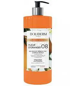 DOLIDERM 08 GEL DOUCHE FLEUR D'OGANGER CREMEUX 2 EN 1 CORPS CHEVEUX 1L