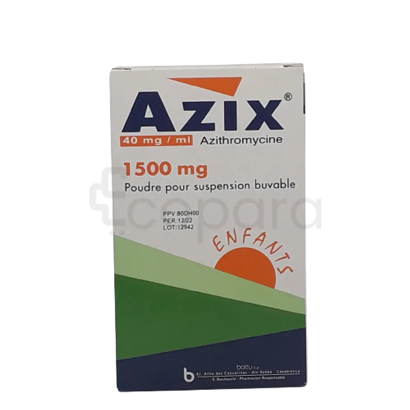 AZIX SI 1500MG POUDRE POUR SUSPENSION BUVABLE ENFANT 37.5ML