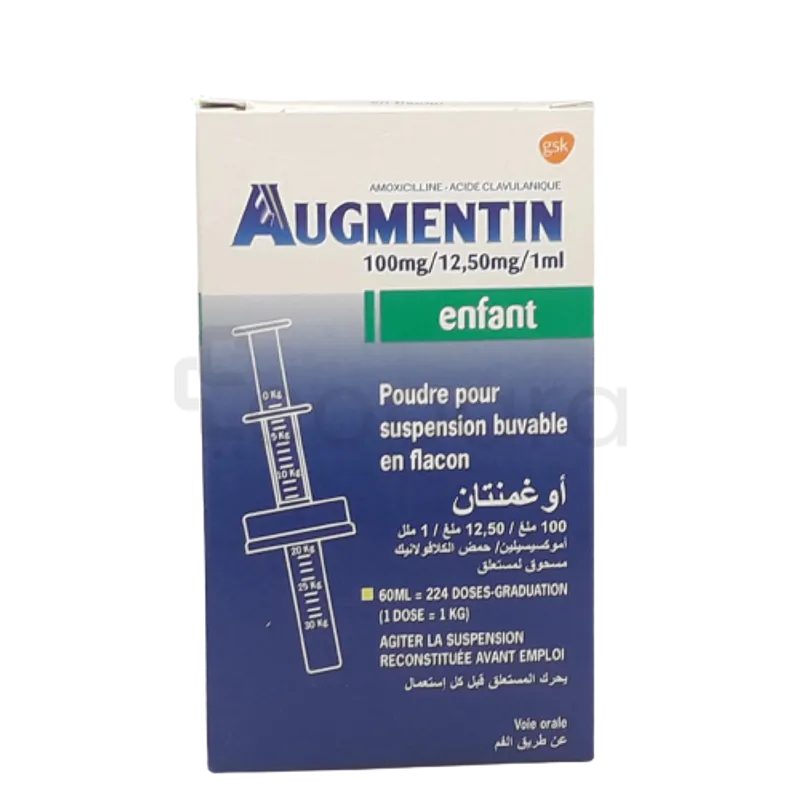 AUGMENTIN 100MG/12.5MG POUDRE POUR SIROP ENFANT 60ML