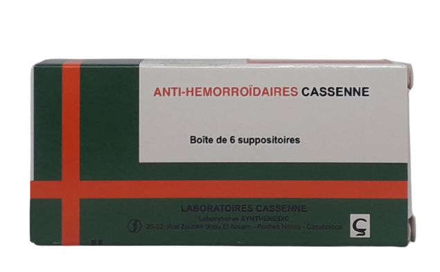 CASSENNE ANTI-HEMORROIDAIRES BOITE DE 6 SUPPOSITOIRES