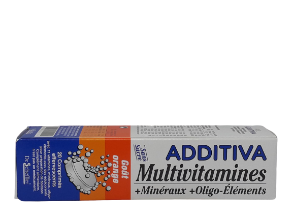 ADDITIVA MULTIVITAMINES GOUT ORANGE BOITE DE 20 COMPRIMES EFFERVESCENTS