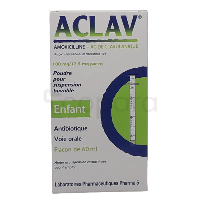 ACLAV 100MG/12.5ML 60ML BOITE DE 1 POUDRE POUR SUSPENSION BUVABLE