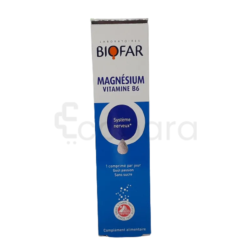 BIOFAR MAGNESIUM VITAMIN B6 BOITE DE 20 COMPRIMES EFFERVESCENTS
