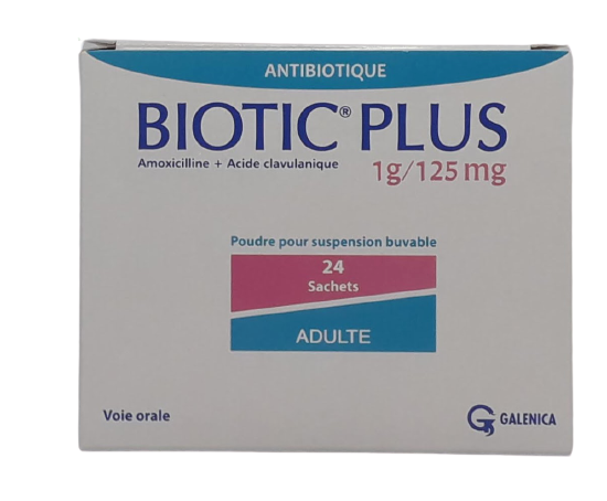 BIOTIC PLUS 1G/125MG ADULTE BOITE DE 24 SACHETS
