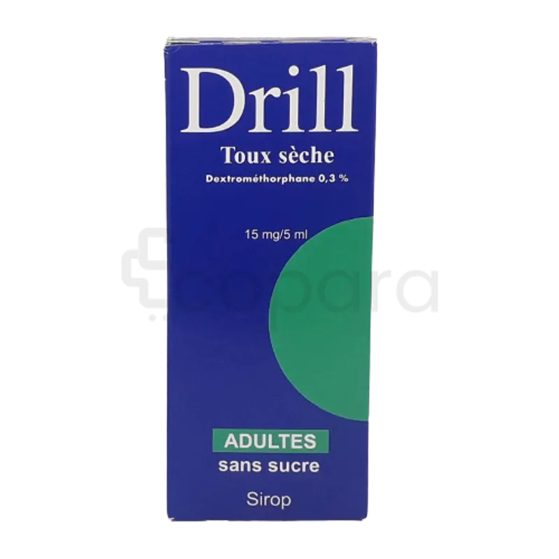 DRILL TOUX SECHE 15MG/5ML ADULTE SANS SUCRE 150ML SIROP