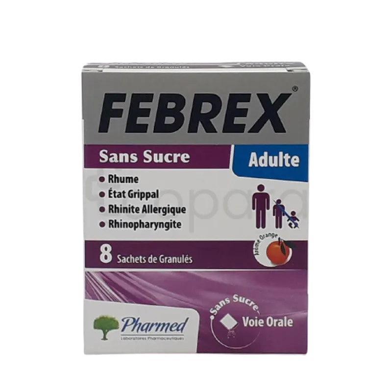 FEBREX ADULTE SANS SUCRE BOITE DE 8 SACHETS