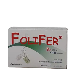 FOLIFER 161.6MG/0.62MG BOITE DE 28 GELULES