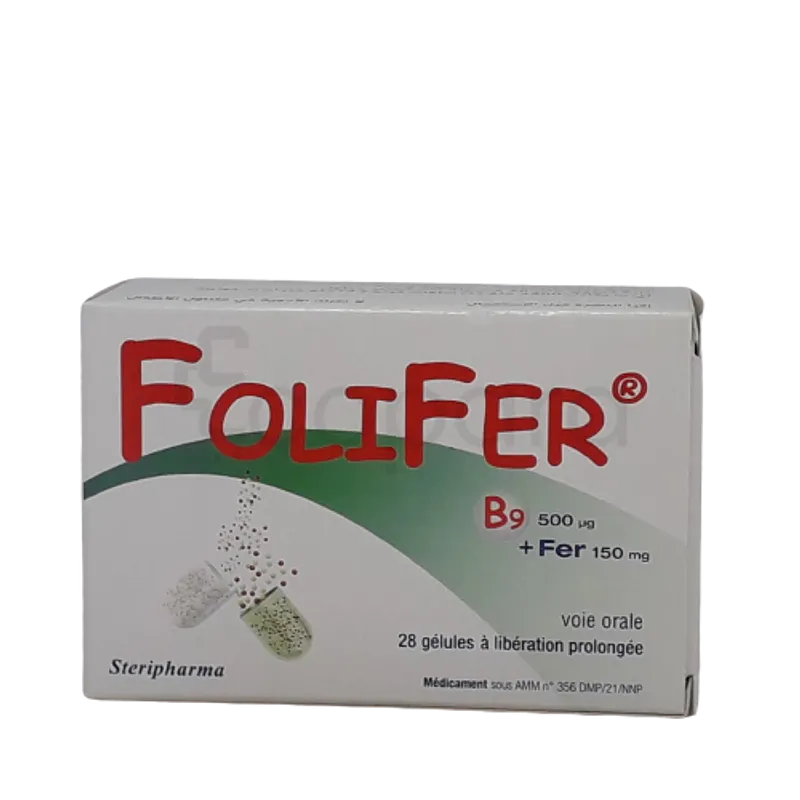 FOLIFER 161.6MG/0.62MG BOITE DE 28 GELULES