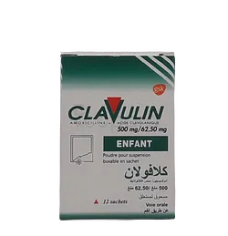 CLAVULIN 500/62.5MG ENFANT BOITE DE 12 SACHETS
