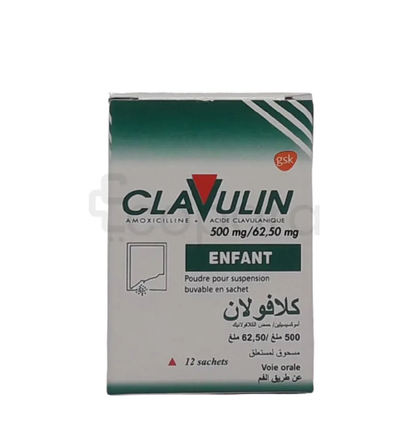 CLAVULIN 500/62.5MG ENFANT BOITE DE 12 SACHETS